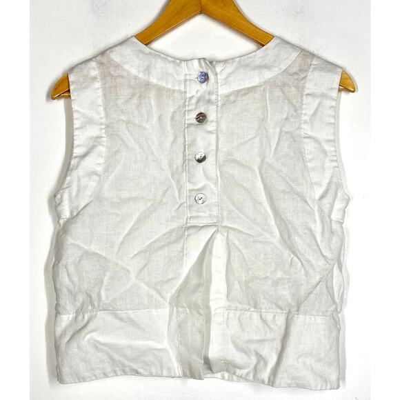 Madewell Bateau-Neck Tank 100% Linen Sleeveless Shell Top Eyelet White NWOT XXS - Picture 4 of 8